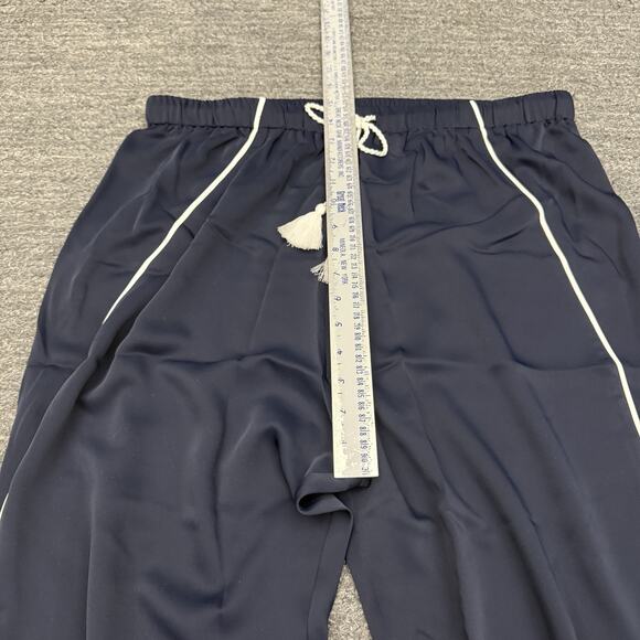 Negative Supreme Jogger Pants Women XL Navy Blue Satin Drawstring Slinky Sleep - Picture 6 of 11